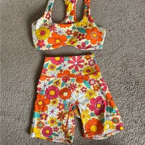 AOJOX MATCHING WORKOUT SET FLORAL PRINT